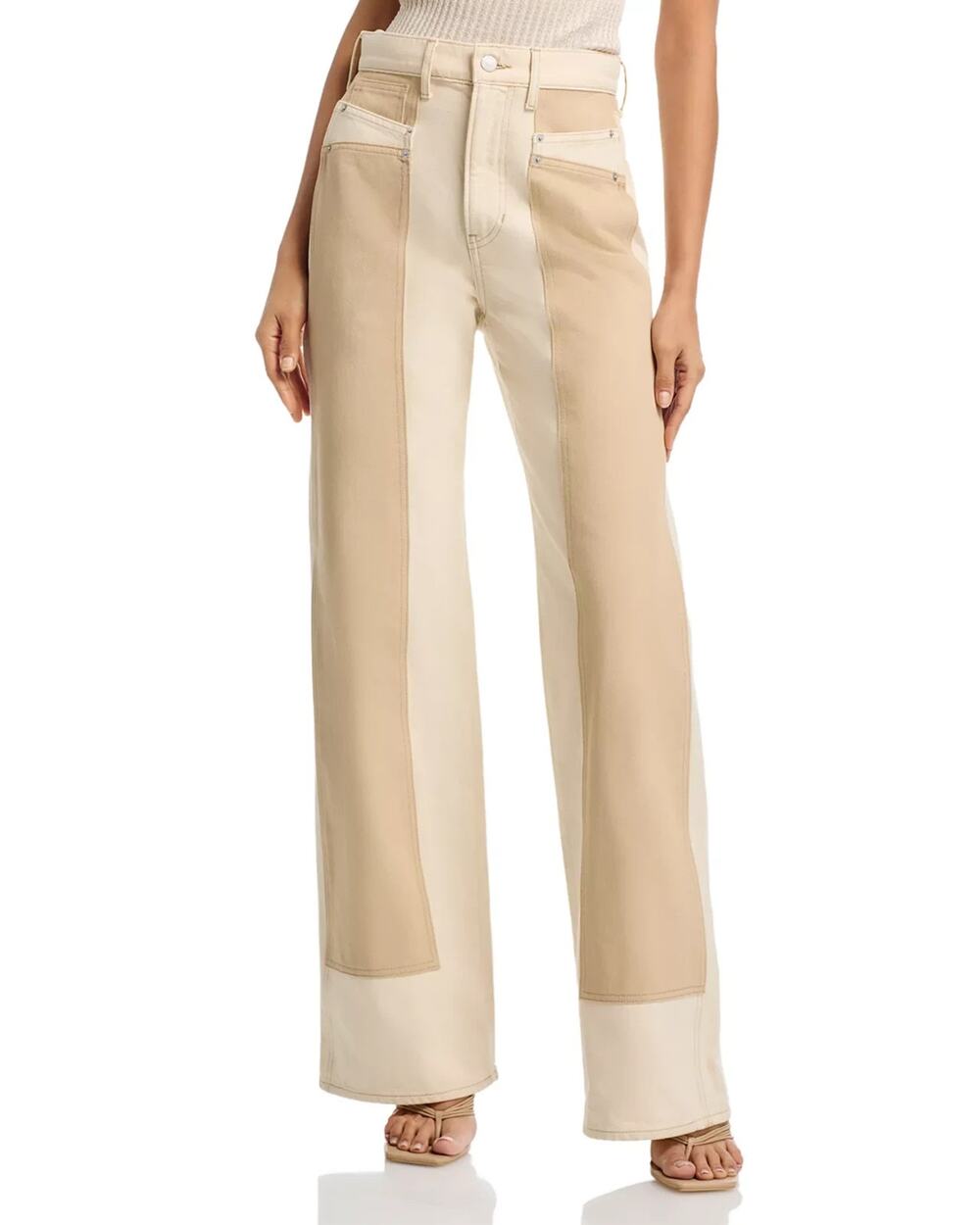 NWT Veronica Beard Taylor High-Rise Wide-Leg Jeans Sz 28 Ecru Stone Khaki #9F607